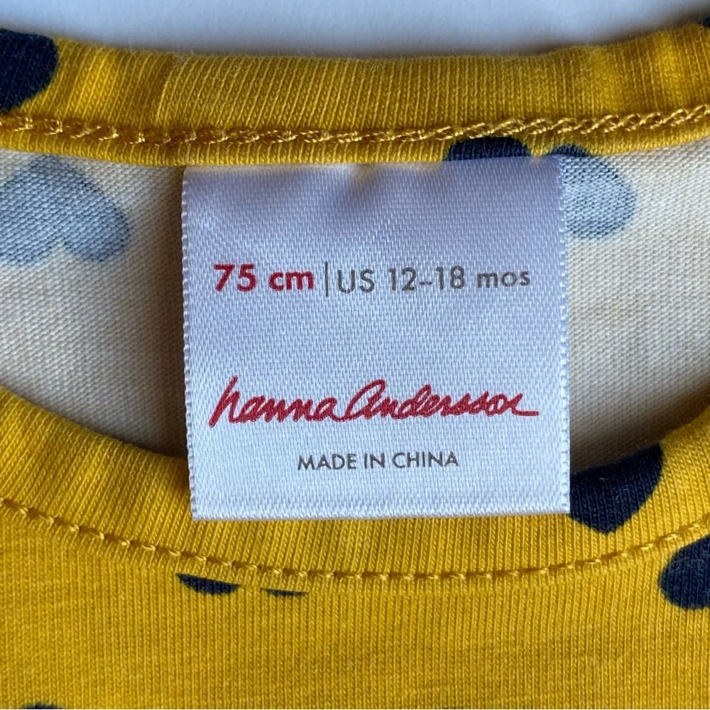 Hanna Andersson Dress Hearts Size 70 12 18 Months Yellow Blue Hearts Girls Soft